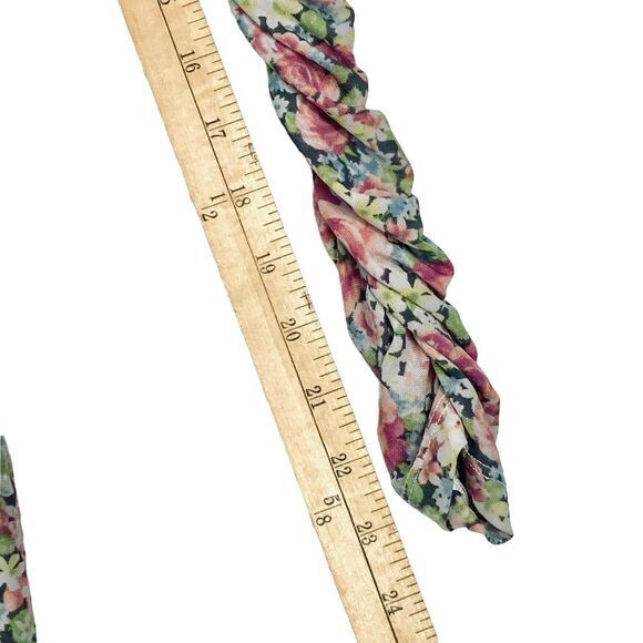 FOREVER 21 Midi Bodycon Dress Womens S Pink Green Floral Print Bohemian Stretch - Picture 13 of 15